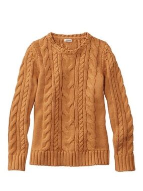 NWOT LLBean The Original Double L® Sweater Cable Crewneck Yellow Unworn Sz M